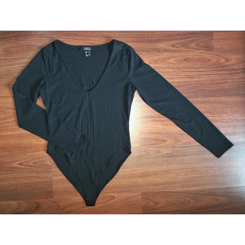Black, knit, bodysuit